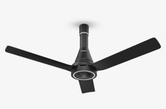 Bajaj Airlark 1200MM Ceiling Fans For Home | BEE Star Rated | Super 5 Tuff Technology | Telescopic Seamless Canopy | High Air Delivery | 5-Yr Warranty 【Satin Black & Chrome】