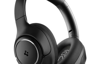 Spigen Audio Newly Launched SA-HP P10 Wireless Over Ear Headphones with 60H Playtime, Upto 43dB Multi-Mode Adaptive ANC Pro, EQ Customizing App, 5-MIC, Gaming Mode, 40mm Driver – Black