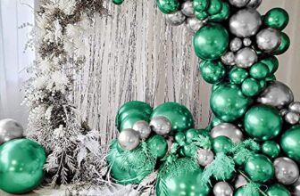 Just Party 25Pcs Silver & 25Pcs Green Metallic Chrome Balloons with Shiny Surface For Birthdays/Anniversary/Engagement/Baby Shower/bachelorette Party Decorations (Pack of 50)