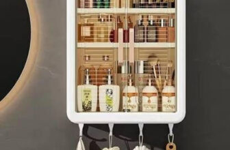 Bhakti Wall-Mounted Self-Adhesive Bathroom & Kitchen Organiser with Doors and Shelves Plastic Wall Shelf(Number of Shelves – 3, White)