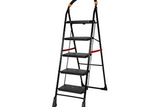 Happer Premium PVC Foldable 4 Steps Ladder Clamber (Black & Orange)