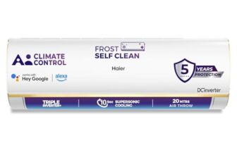 Haier 1.5 Ton 4 Star AI Climate Control Smart Split AC (5250 Watts, Copper, Wi-Fi, 4-Way Swing, Triple Inverter, 7 in 1, Frost Self Clean, HD Filter, Cools at 60°C – HSU18K-PYAIR4BN-INV, White)