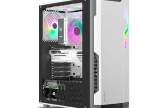 Ant Esports Eclipse Mid-Tower Computer Case/Gaming Cabinet – Black & White | Support ATX,M-ATX,M-ITX | Pre-Installed 4 x 120mm ARGB Fans