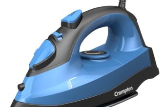 Crompton Fabrimagic Neo 1200 W Steam Iron with 180 ml water tank, Upto 15g /min Steam Output with Vertical Steaming and Non-Stick Soleplate (Blue), 6 Fabric Settings.