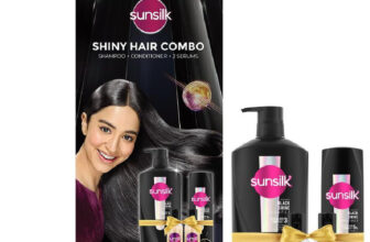 SUNSILK Shiny Hair Combo (Radiant Black Shine Shampoo+Condioner+Super Shine Serum)(4 Items in the set)