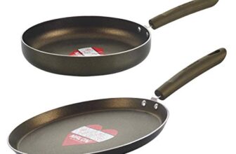 Nirlon Gold Rush 2-Piece Aluminium Non Stick Dishwasher Safe Cookware Flat Tawa & Fry Pan Combo Set