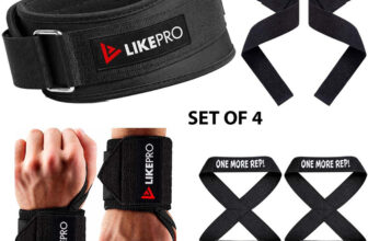 LIKEPRO Kit Set of 4 – Weightlifting Belt, Wrist Wraps, Lifting Straps & Figure 8 Straps Weight Lifting Belt(Black)