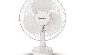 Bajaj Frore Neo Table Fan 400 MM | Table fans for Home & Office |Aerodynamically Balanced Blades| 100% CopperMotor| HighAir Delivery|3-Speed Control| 2-Yr Warranty 【White】