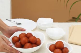 Larah by Borosil White Square Series Opalware 7 Pcs Pudding Set | Microwave & Dishwasher Safe Bowl Set | Bone-Ash Free | Crockery Set for Dining & Gifting