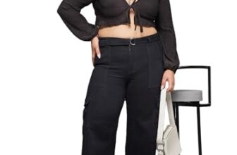 Miss Chase A+ Women’s Wide Leg High Rise Clean Look Regular Stretchable Denim Jeans (APSS22DEN12-17, Black, 32)