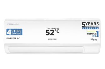 Voltas 183V Vectra CAW 1.5 ton 3 star inverter Split AC|4-IN-1 Adjustable mode|Energy Efficient|High ambient Cooling-cools even at 52°C|Anti dust filter with Anti-microbial coating|Copper Coil| White