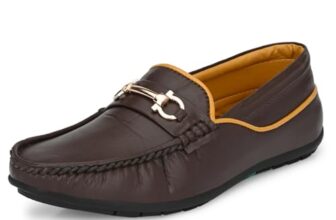 Leatherkraft Men Low-Top Slip-On Loafers with Metal Accent Brown