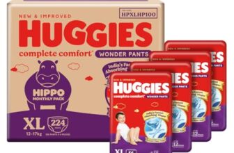 Huggies Complete Comfort Wonder Pants | Pant Style Baby Diapers Extra Large Size, 224 Count | India’s Fastest Absorbing diaper, Clinically Proven to Prevent Diaper Rash | Ideal for 12 to 17 Kgs (56 count, Pack of 4)