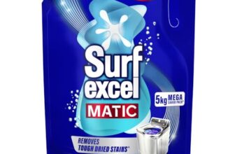 Surf Excel Matic Top Load Liquid Detergent 5L Refill Pouch, Specially designed to remove Tough Dried Stains, 1st time in Washing Machine