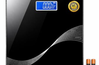 Ant Esports Flora Wave Digital Weighing Scale, Highly Accurate Digital Bathroom Body Scale, LCD Display, Precisely Measures Weight Up To 180Kg | 40 Months Warranty | Battery Included – Black