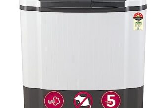 LG 7 Kg 5 Star Wind Jet Dry Semi-Automatic Top Loading Washing Machine (P7020NGAZ, Dark Gray, Rat Away Feature)