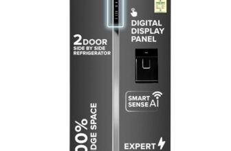 Haier SmartChoice 596L 3Star 2-Door Water Dispenser Side by Side Frost Free Refrigerator|Convertible|Smart Sense AI | Expert Inverter|Digital Display Panel (2025 Model, HRS-682WGKU1, Graphite Black)
