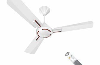Havells 1200mm Ambrose BLDC Motor Ceiling Fan | Remote Controlled, High Air Delivery Fan | 5 Star Rated, Upto 60% Energy Saving, 2 Year Warranty | (Pack of 1, Pearl White Wood)