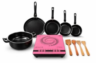 SURYA K STAR 2000 W Induction Cooktop Combo with 1 sauce Pan Free With Electric Induction Stove for Kitchen Portable Single Burner Cook Top with preset Menu Timer &Temperature Control