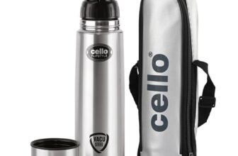 CELLO Flipstyle Insulated Stainless Steel Flask Water Bottle with Jacket For Daily Use 1000 ml | ISI Certified Double Wall Vacuum Insulated 24 Hrs Hot & Cold Thermos Water Bottle For Office Gym Travel