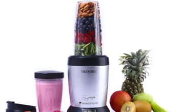 Wonderchef Nutri-Blend Thunder, 22000 RPM Mixer-Grinder, Blender, Stainless Steel 6-Blade Assembly, 2 Unbreakable Jars, 2 Years Warranty, 1000W – Silver, Online Recipe Book By Chef Sanjeev Kapoor