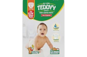 TEDDYY Easy Baby L Size Diaper Pant Style | 62 Count (Large) | 9–14 kg (Pack of 1) | Long Protection Hours | Anti-Bacterial | Airy Breathable Fit | Rapid Soaker Channels & Wetness Indicator
