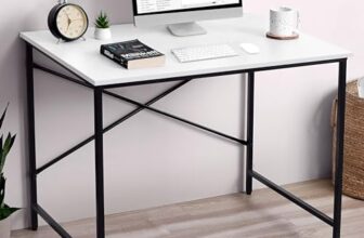 ABOUT SPACE Office Table – Study Table for Students, Adults Work Table for Home – Laptop, Desktop, Gaming, Computer Table with Spacious Tabletop (White -L 91 x B 60.5 x H 75cm)- Engineer Wood – Matte