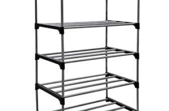 SAVANIZON Shoe Rack for Home Multi Tier Plastic Shelf Organizer with Metal Frame – Space Saving Footwear Stand with Open Slat Design for Entryway Bedroom Closet Storage (5_Tier Shoe Rack)