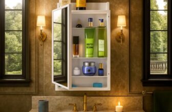 PARASNATH Plastic Rich Look Bathroom Cabinet With Cabinet With Mirror White Colour-Made In India