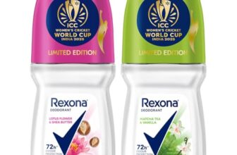 Rexona Lotus Flower & Shea Butter and Matcha Tea & Vanilla Antiperspirant Roll-On | for Women | Limited Edition Pack – ICC Women’s Cricket World Cup India 2025 |50 ML (Pack of 2)
