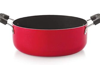 NIRLON Non Stick PFOA Free, Non-Toxic, Food Grade Quality Aluminium Gas Compatible Casserole/Biryani Pot/Rice Pot, 22cm – 2.6 Liters(26mm_Classic_CS13), Red