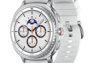 Samsung Galaxy Watch8 Classic (46mm Bluetooth, White) with 3nm Processor | Dual GPS | Sapphire Glass & Stainless Steel | 5ATM & IP68 | BP, ECG, IHRN & Vascular Load Monitoring | Anti-oxidant Index