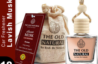 The Old Natural Lavish Musk Car Freshener Aroma Oil, Diffuser Car Freshener with Essential Oils Fragrance in Glass bottle with Wooden Diffuser Lid | Car Perfume 10ml (Lavish Musk Car Perfume- Pack of 1, 10ml)(10 ml)
