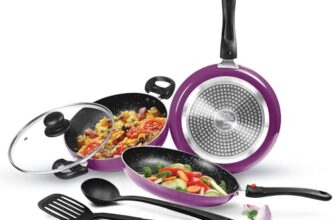 Milton Pro Cook Induction Cookware & Gas Stove Friendly Kitchen Jewel Set | 5 Pc Non-Stick Cookware Set | Kadhai with Lid, Fry Pan, Tawa, Laddle & Spatula | 5-Layer Non Stick Coating | Dark Purple