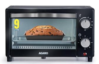 AGARO Marvel 9L OTG Oven 800W, Compact Toaster Griller for Baking, Toasting & Grilling, Adjustable 100°C-250°C, 30-Min Timer with Ready Bell, Auto Shut-Off, Tempered Glass Door, Bake Pan, Tong & Rack
