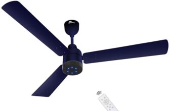 RR Signature BrightAir 1200mm BLDC Ceiling Fan with Remote Control | BEE 5 star Rated Energy Efficient Ceiling Fan | High Air Delivery with LED Indicators | 2 Year Warranty (Silent Blue)