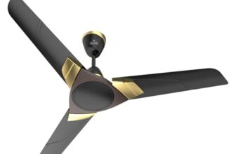 Polycab Aereo Plus Star Rated, 1200mm Ceiling Fan For Home | High Speed & Air Delivery | Saves Up To 33% Electricity, 100% Copper, Rust-Proof Blades, 52 Watt【Matt Black Choclate Gold】