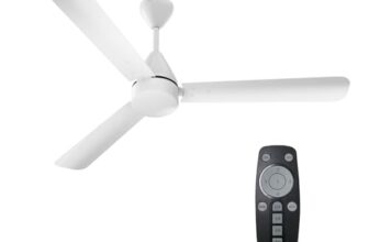 Crompton Energion Hyperjet 1200mm BLDC Ceiling Fan | Point Anywhere Remote Control | BEE 5 Star Rated Energy Efficient | Superior Air Delivery | Anti-Rust | 2 Year Manufacturer Warranty | Opal White