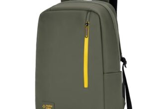 Nasher Miles Tribeca Premium Polyurethane Laptop Backpack 17L | Ideal for College, School, Office, Travel | Men, Women, Boys, Girls (Olive)