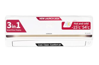 Hitachi 1.5 Ton 3 Star, New star rated, Inverter Split AC (Copper, Hot & Cold, Smart View Display, 4 Way Swing, ice Clean Cooling,RAS.G318PHDIST, New BEE Rated, White)