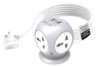 UltraProlink 7 in 1 Cube Extension Board Power Strip Multi-Ports|Device Safety with ISI Approved Heavy Duty Cable 5m/16.4’|Fast Charge iPhone 50% in 30 min|Type-C(PD 20W)+USB-A 20W &4AC Sockets|UM1222