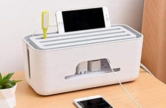 Xacton Cable Management Box – White | Wire Bin | Power Strip, Cords, Surge Protector Hiding Cover Organizer | Hide Loose Wire for Home Office Desk Desktop Floor & Keep Children and Pet Safe