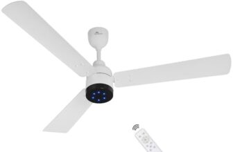 RR Signature BrightAir 1200mm BLDC Ceiling Fan with Remote Control | BEE 5 star Rated Energy Efficient Ceiling Fan | High Air Delivery with LED Indicators | 2 Year Warranty (Mirage White)