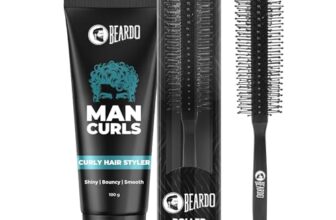 Beardo Man Curls Curly Hair Styler 100g & Roller Hair Brush | Curly Hair Cream for Bouncy, Shiny & Defined Curls | Perfect Tool for Efficient Blow Drying, Adding Curls, Waves & Volume | Define Curls, Control Frizz & Wavy Hair Easily | Set of 2