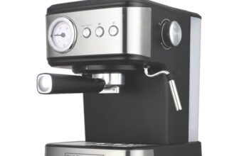 BLACK+DECKER BXCM1001IN 1100W 10-Cup 15 Bar Expresso Coffee Maker | 1.5L Water Tank Capacity | Anti-Drip Feature | Auto Keep-Warm Function | 2-year Warranty -(Black+Grey)