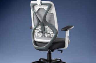 CELLBELL C190 Berlin Office Chair, High Back Mesh Ergonomic Home Office Desk Chair (Grey – White)