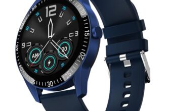 Fire-Boltt Talk Round Smart Watch 1.39″ TFT Display with Bluetooth Calling, Dual Button, Voice Assistance, SPO₂ & Heart Rate Monitor, 120+ Sports Modes, Smartwatch for Men & Women – Blue