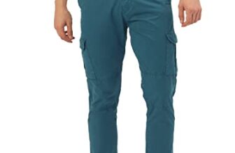 Diverse Men’s Overdyed Slim Fit Cotton Cargo Trouser (DCMCT26SC27L40-1080O_Teal_30)