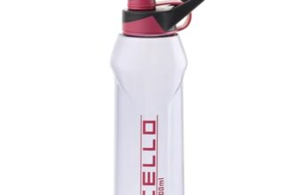 CELLO Fitbe Flip Cap Water Bottle For Daily Use 1000 ml, Black Pink | BPA Free, Reusable & Unbreakable Leakproof Lightweight Easy to Carry with Handle PET Water Bottle For Gym Office Indoor & Outdoor