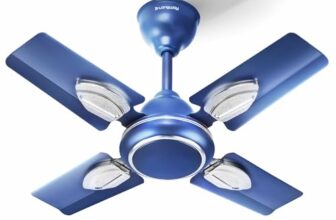 LONGWAY Kiger P1 600 mm/24 inch Ultra High Speed 4 Blade Anti-Dust Decorative Star Rated Ceiling Fan 2 Years Warranty (Silver Blue, Pack of 1)
